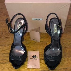 Mui Mui Black Glitter Pumps SZ 10.5